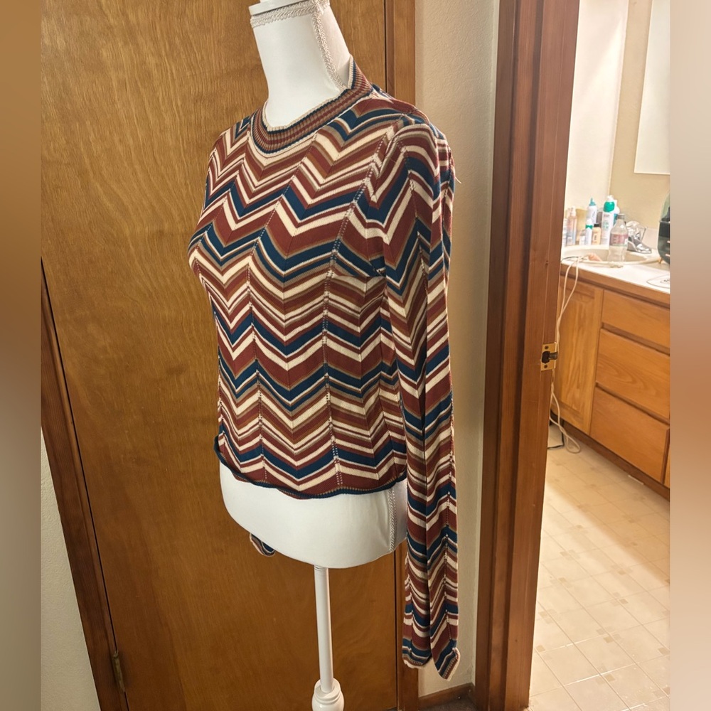 Zigzag Patterned 70s Inspired Retro Vibe Bell Sle… - image 6